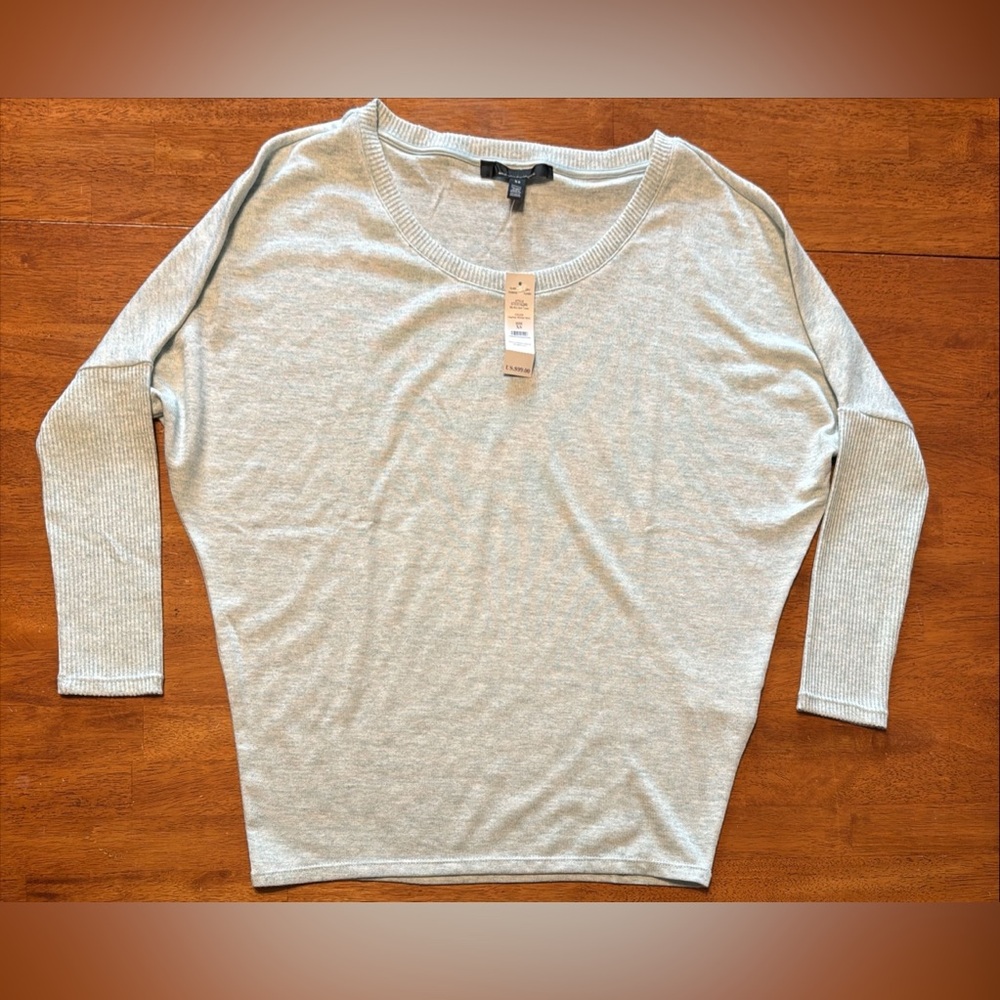 White House Black Market Light Gray Long Sleeve Top